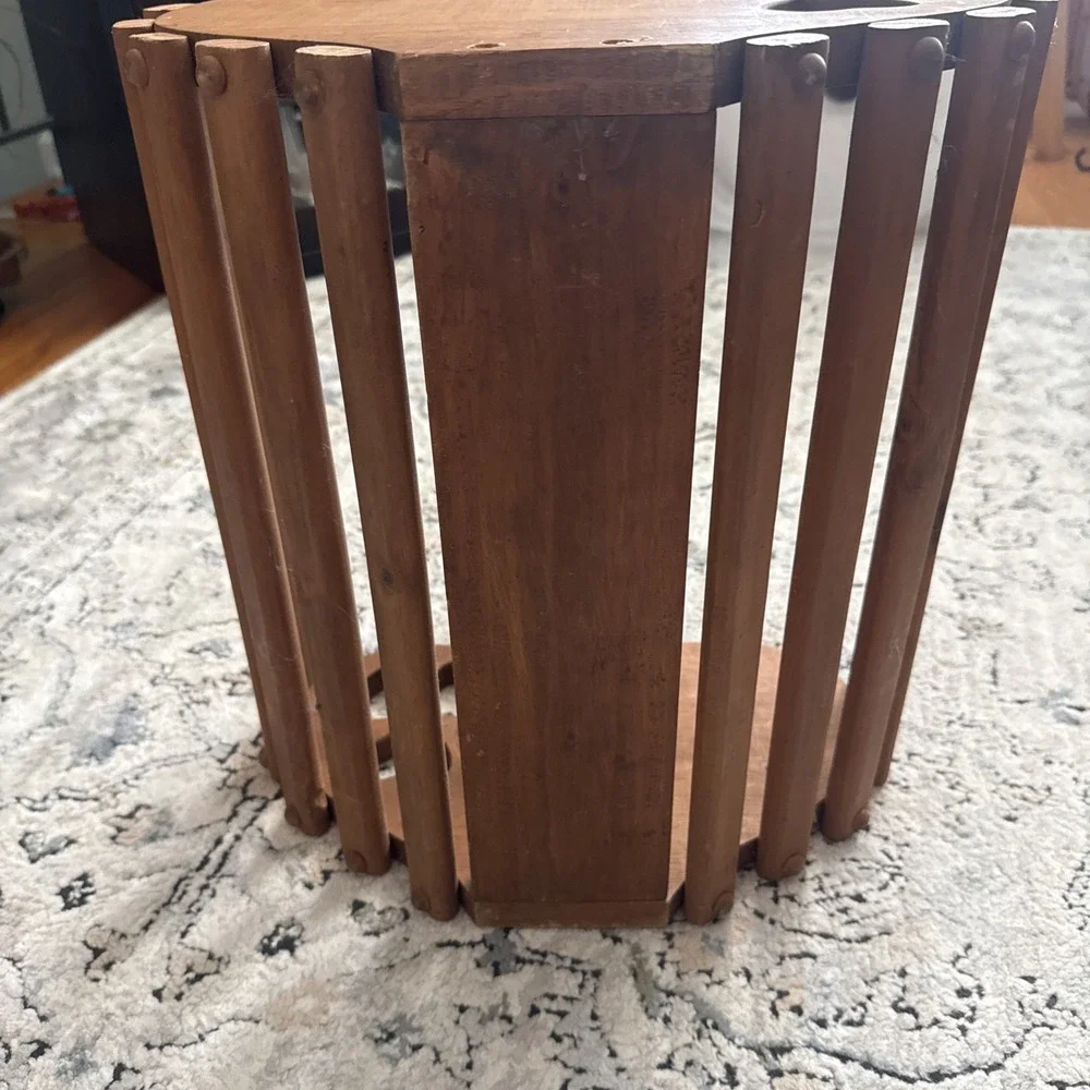 Vintage Wooden Heart Basket Handmade USA Decor Storage Large 15